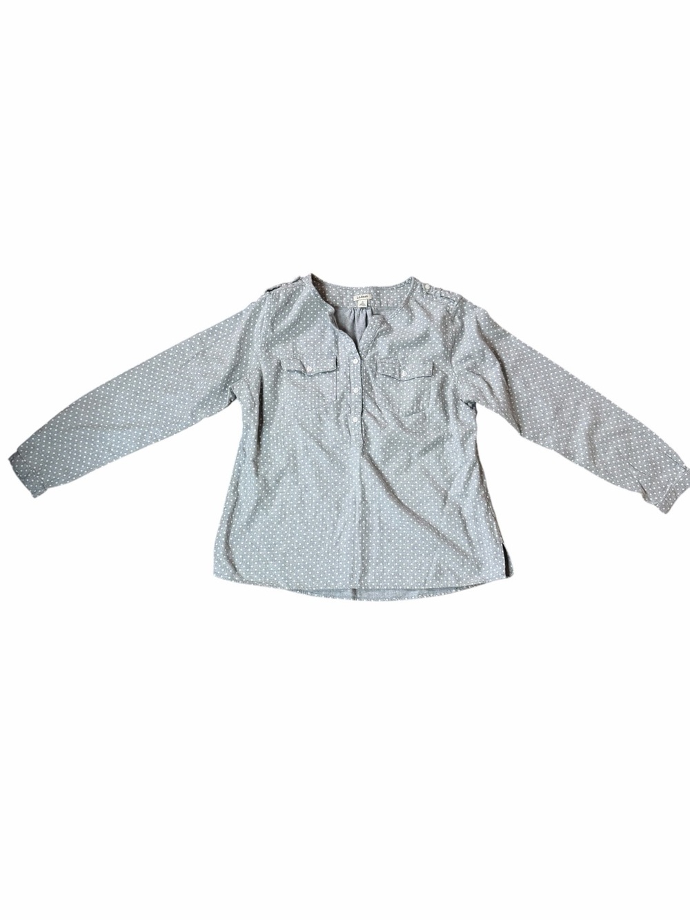 L.L. Bean Light Gray Polka Dot Top